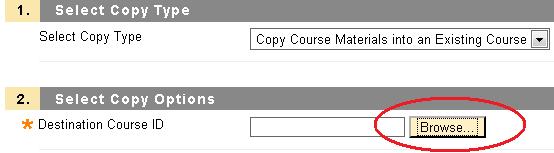 Browse for course button